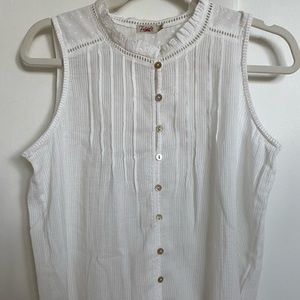 Faherty Willa white sleeveless shirt 100% cotton. New without tags. Never worn.